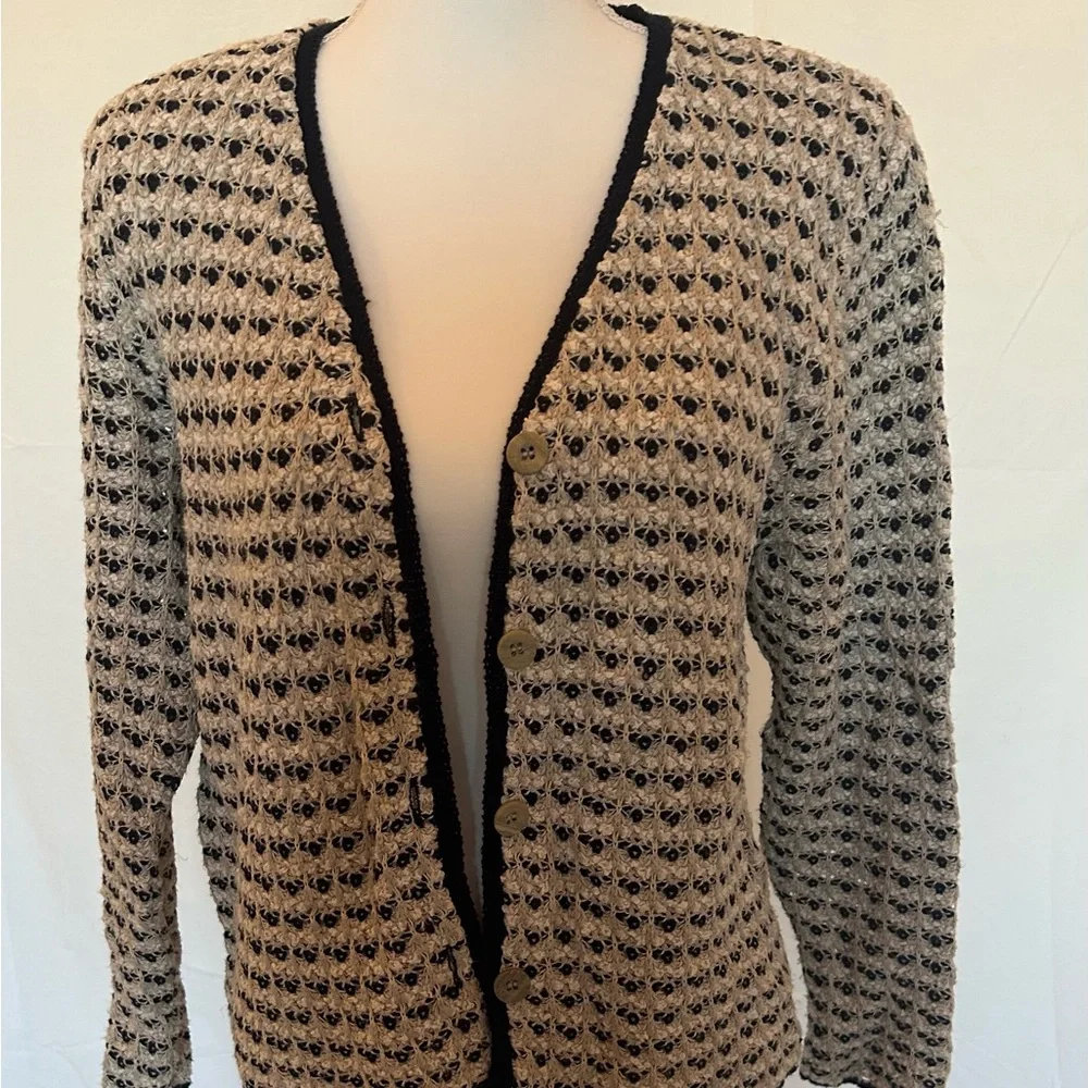 Office Siren Coquette Y2K‎ Liz Claiborne Preppy cable knit button cardigan Sz S